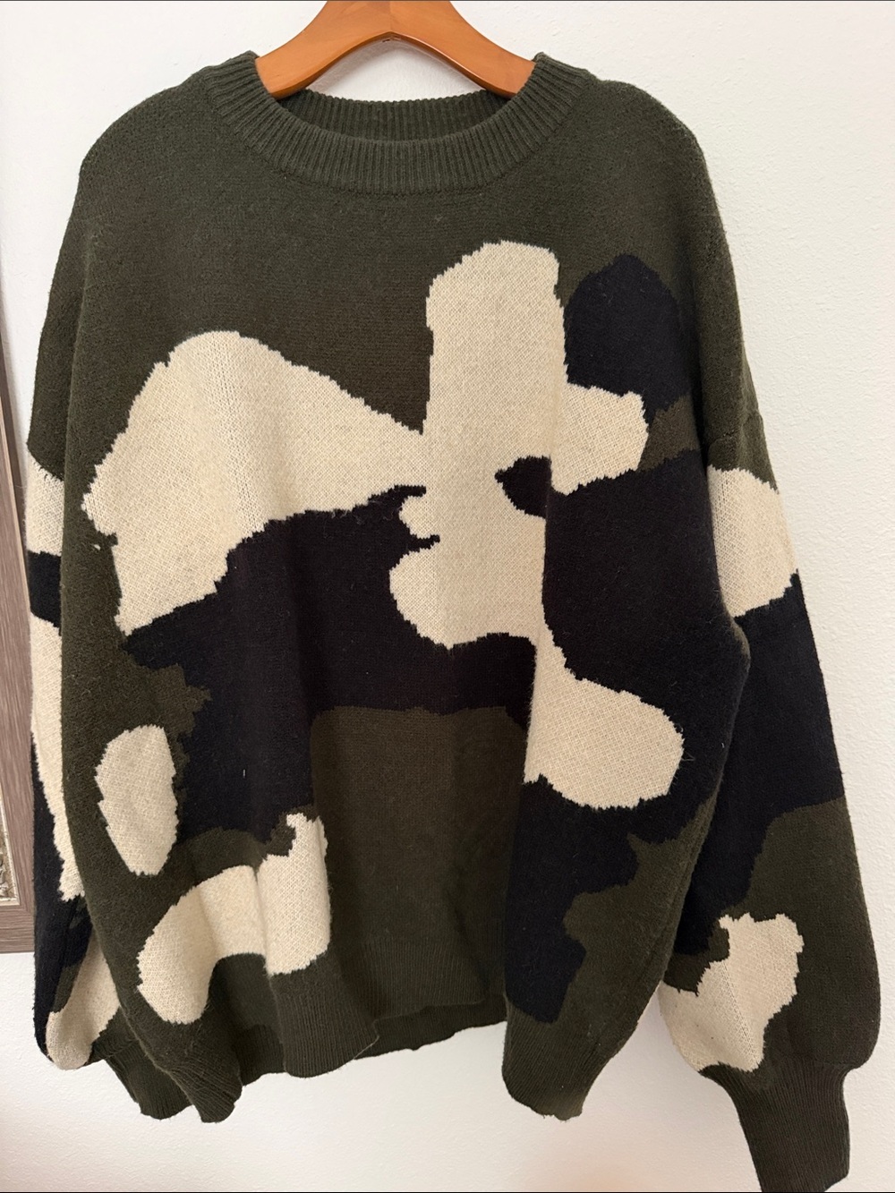 Camo Crewneck Sweater - Oversized Knit